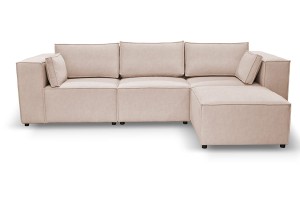 Sofa nierozkładana POLLY 3ER z pufą - tkanina Hold Me 02 - REDAM MEBLE 